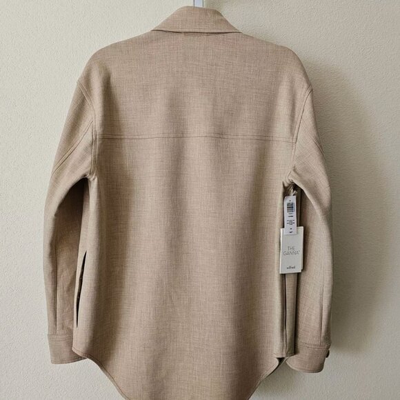 NWT Aritzia Wilfred Ganna Button Shirt Jacket in Heather Oat Beige - Picture 3 of 3